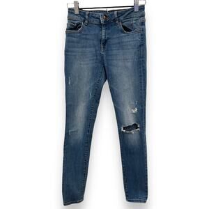 DL1961 Margaux Stealth Women Sz 25 25x27 Med Wash Distressed Ankle Skinny Jeans